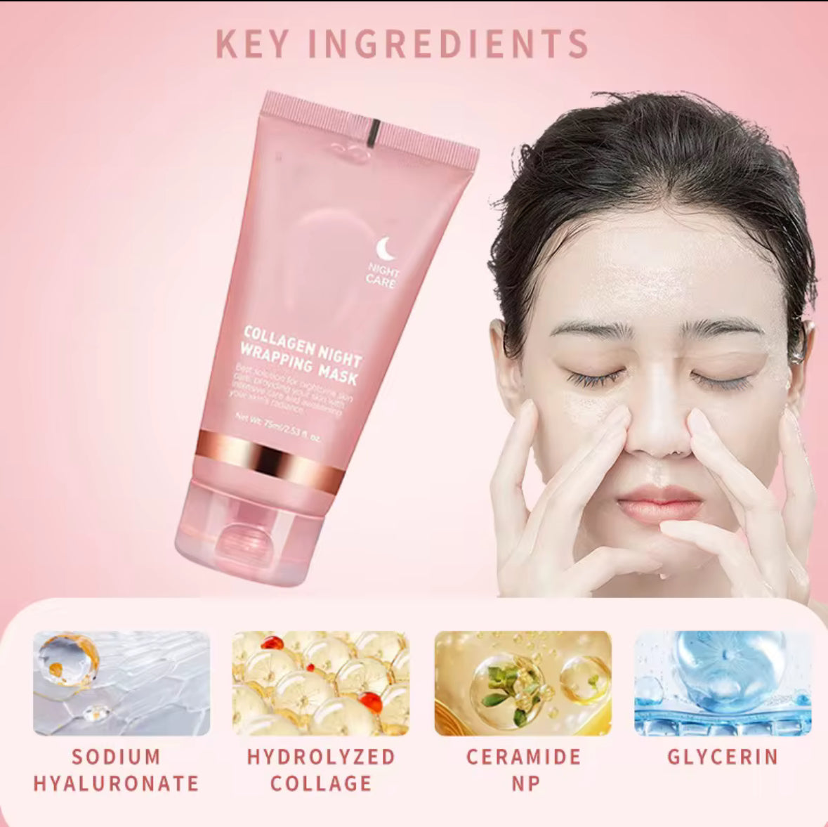 Mascarilla facial de arranque con colágeno