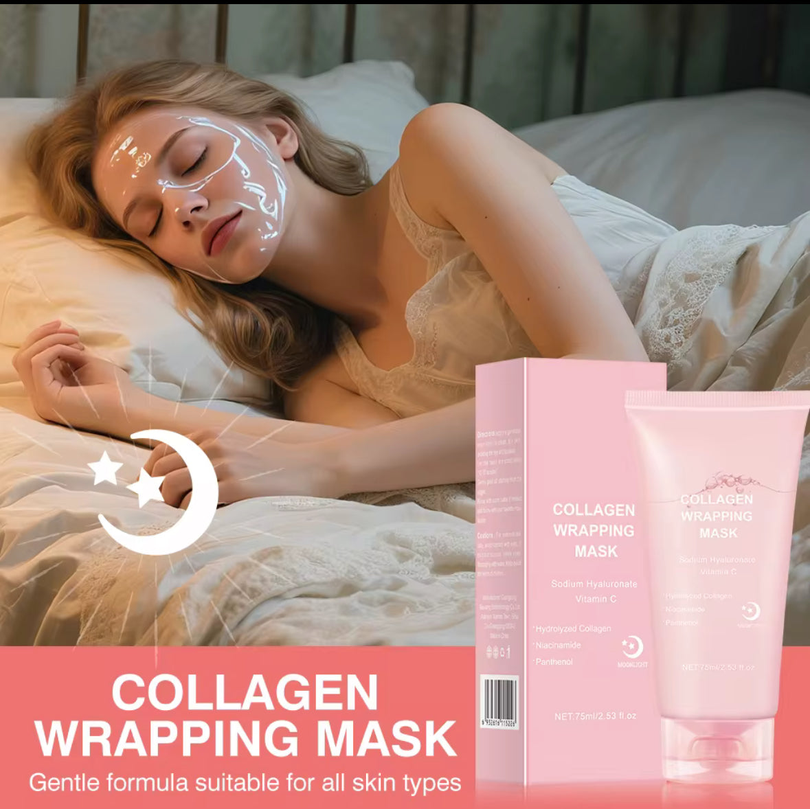 Mascarilla facial de arranque con colágeno