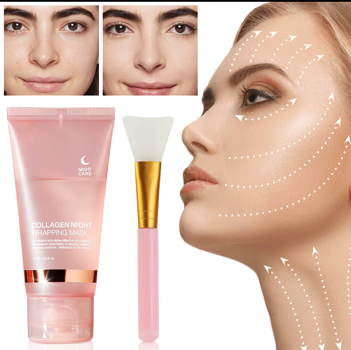Mascarilla facial de arranque con colágeno