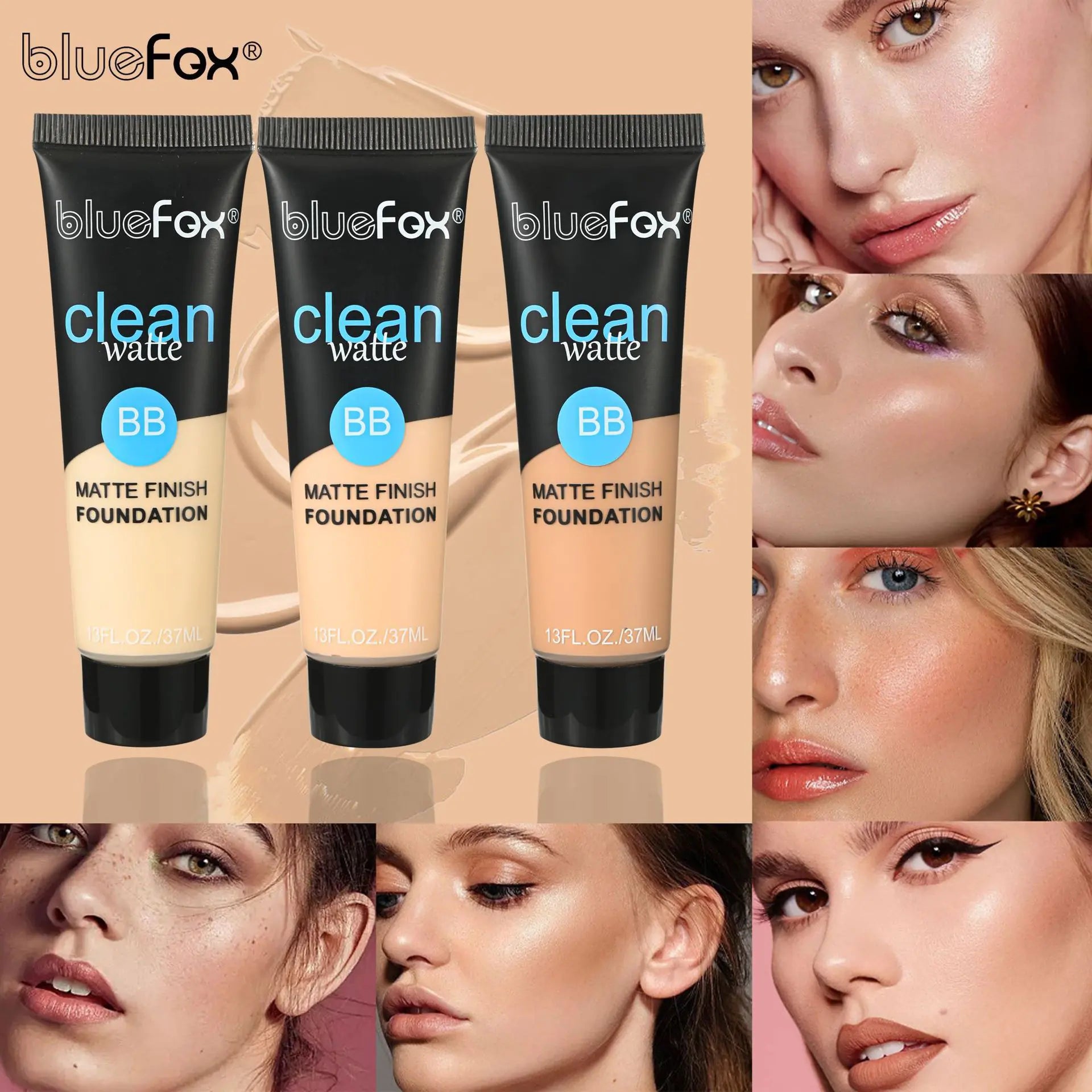 Base de maquillaje mate resistente al agua con control de aceite para el rostro
