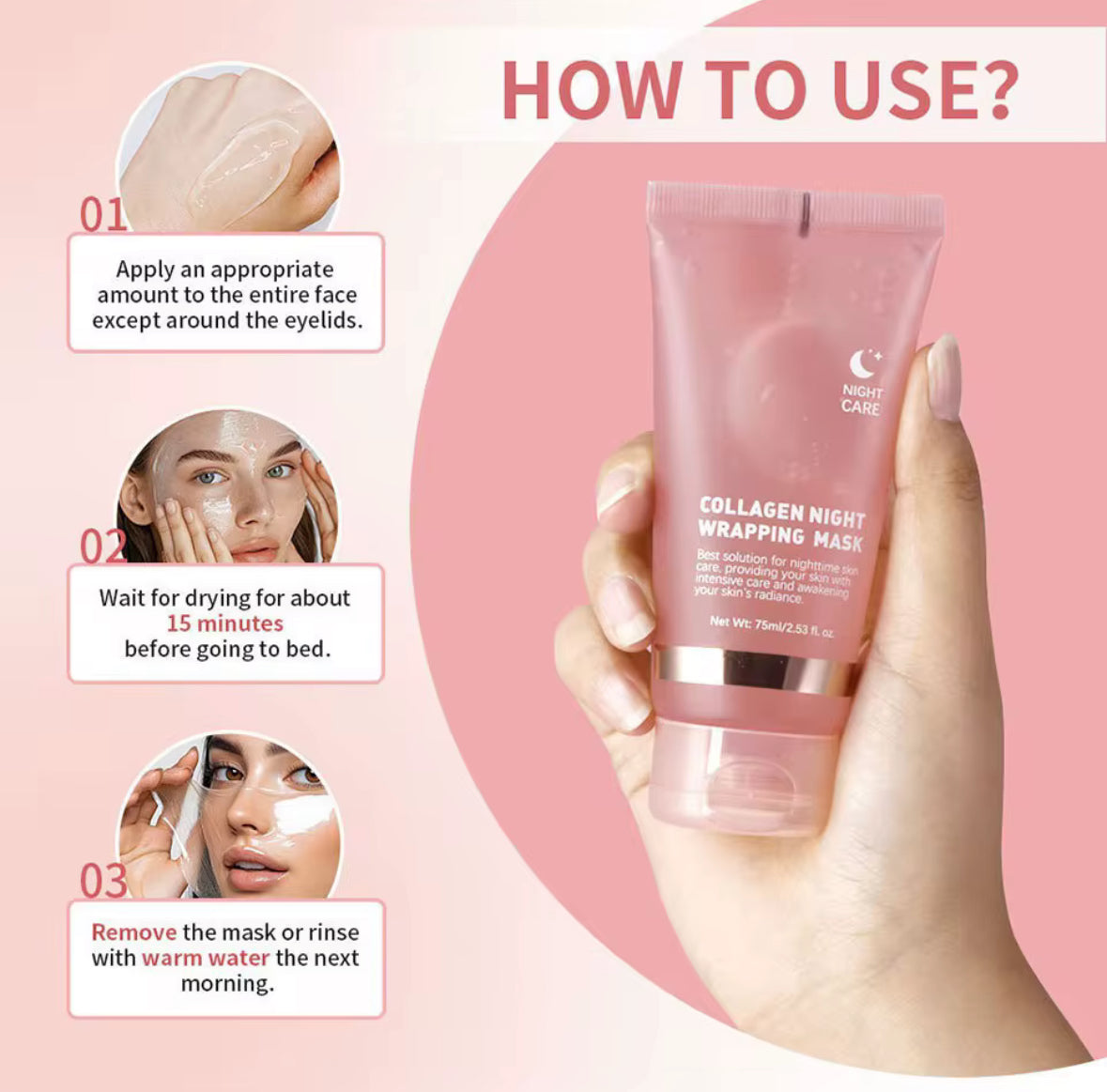 Mascarilla facial de arranque con colágeno