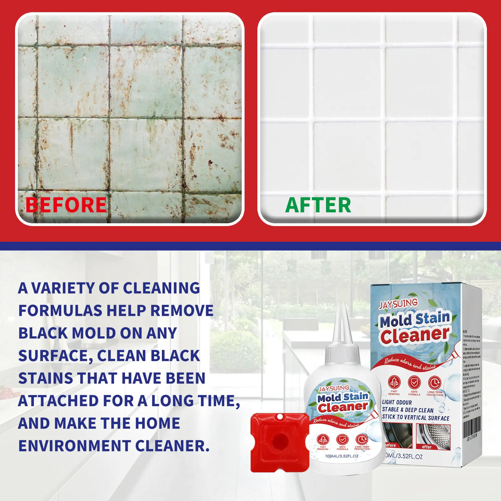 Mold Removal Gel for Bathroom Tiles and Grout Cleaning