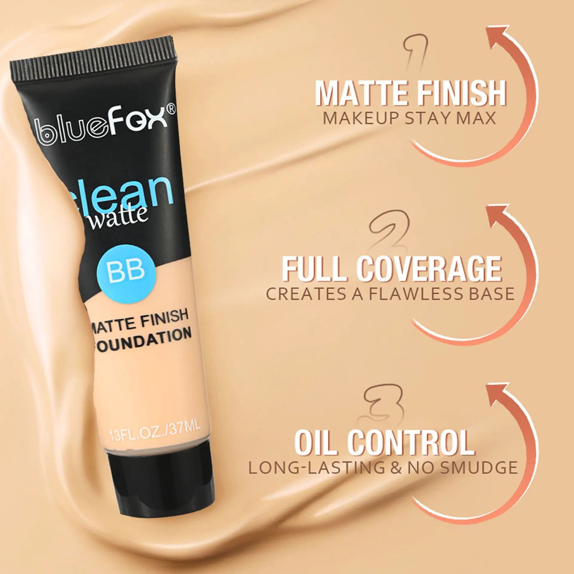 Base de maquillaje mate resistente al agua con control de aceite para el rostro