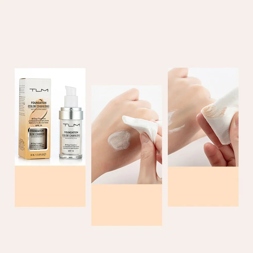 Base de maquillaje que cambia de color